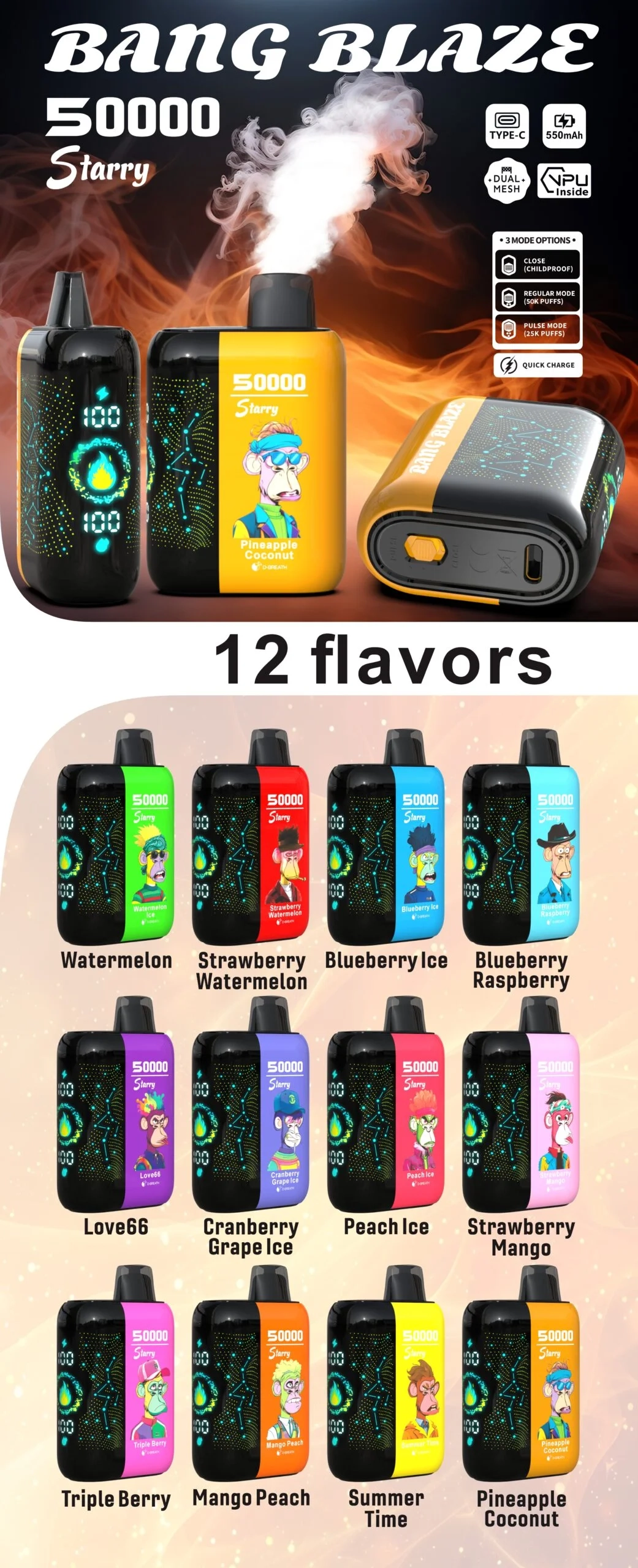 Bang Blaze Starry 50000 Puffs Flavor Collection