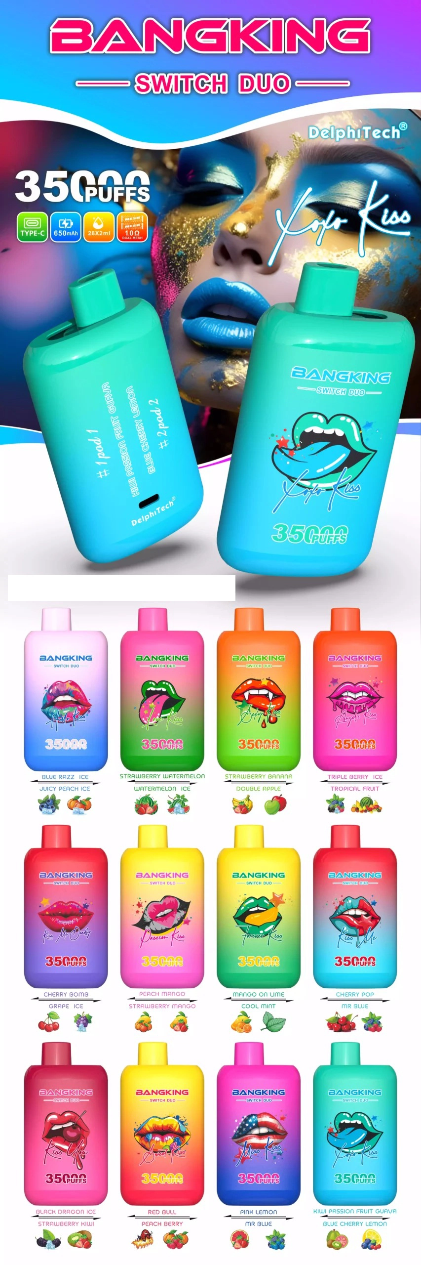 Bang King Switch Dou 35k Puffs Flavor Collection