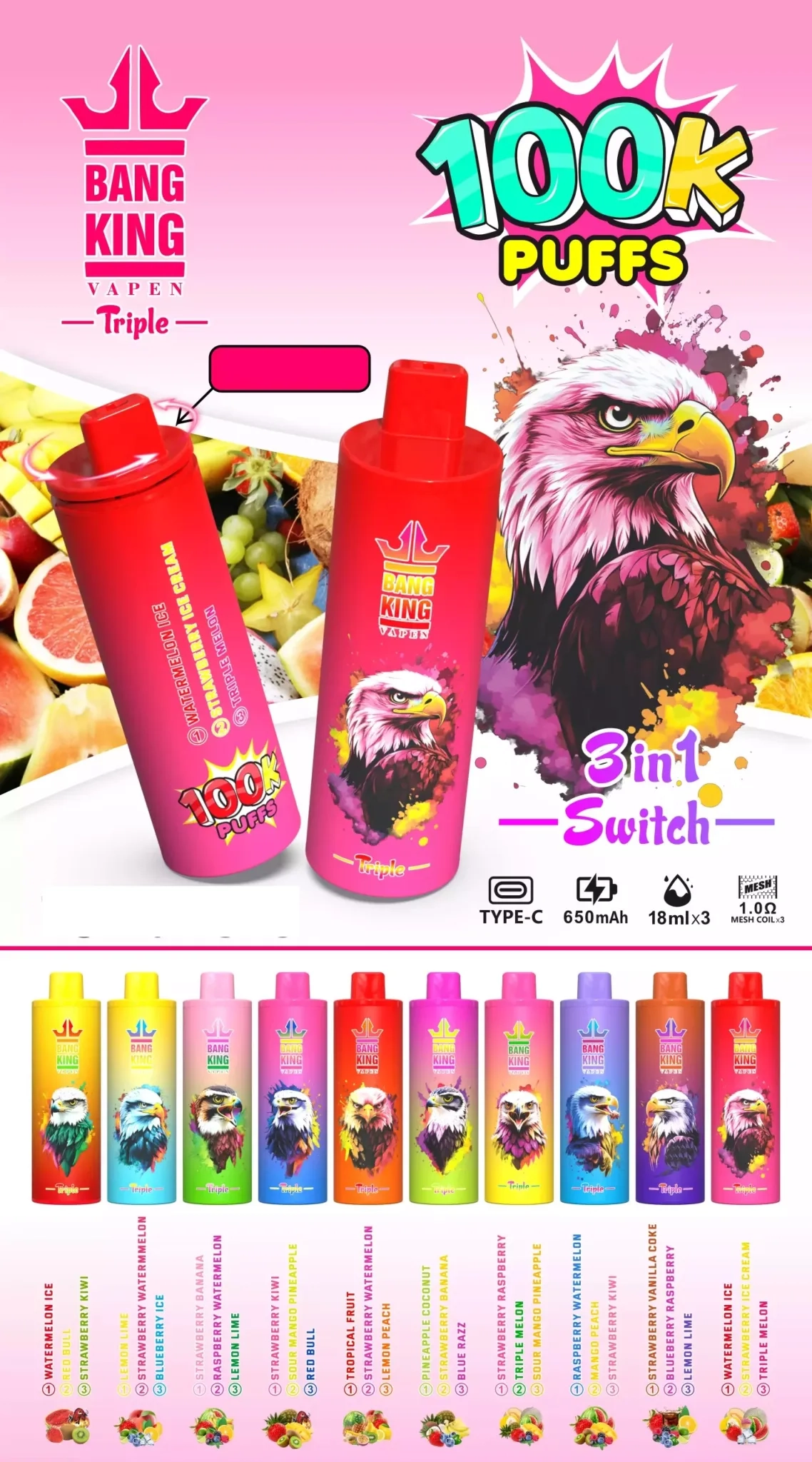 Bang King Triple 100k Puffs Flavor Collection