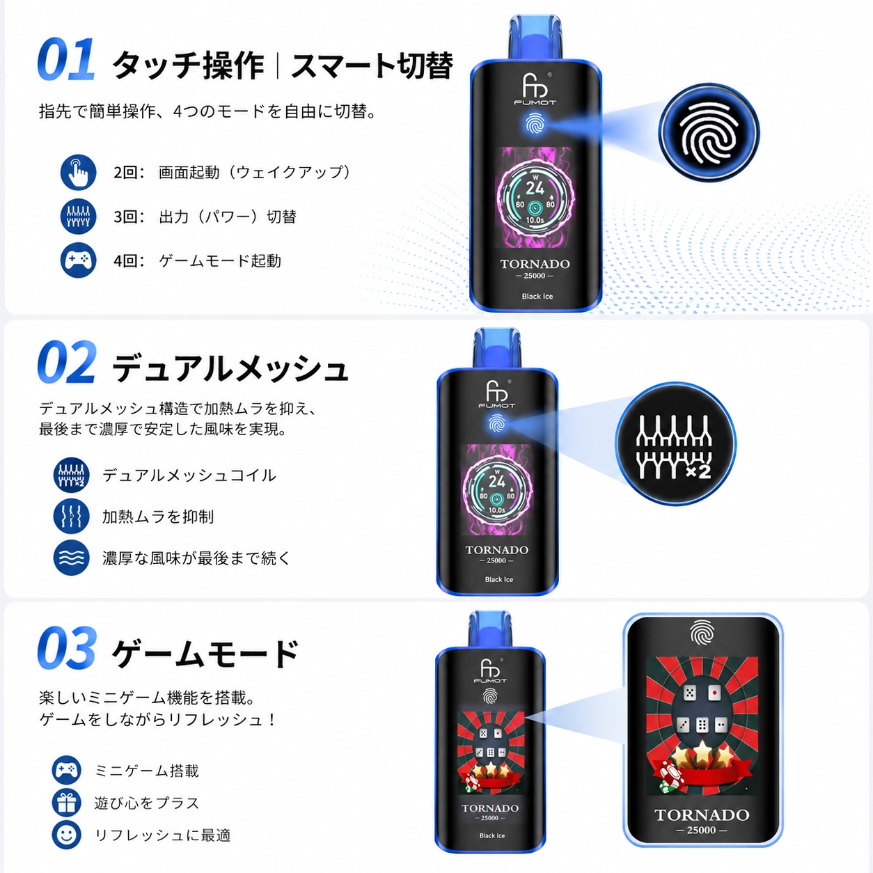 Fumot Tornado 25000 製品の特徴