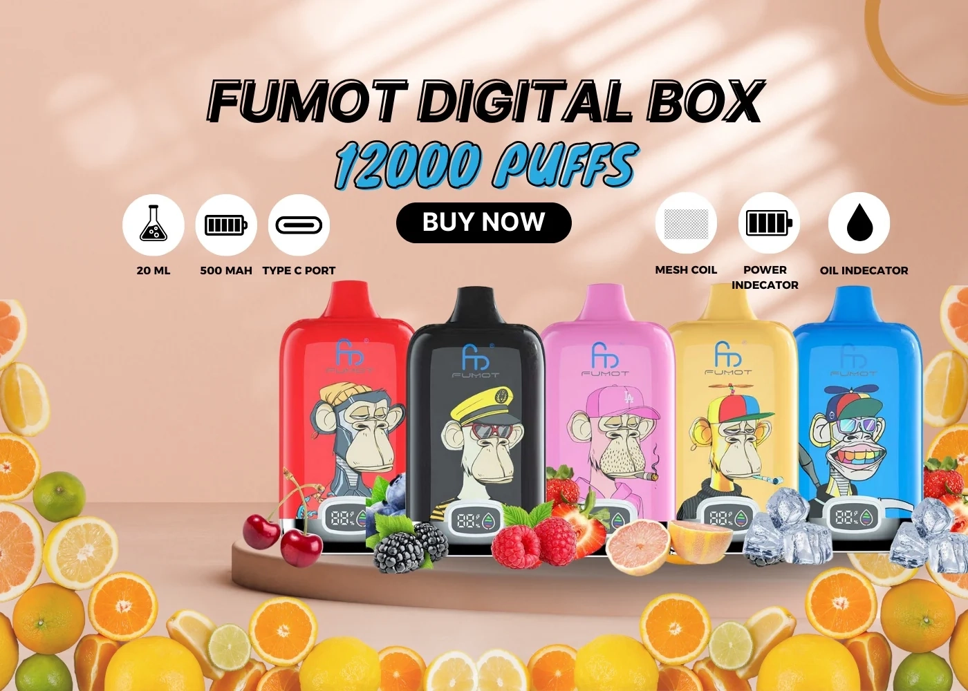 Fumot Tornado Digital Box 12000 Puffs Flavor Collection
