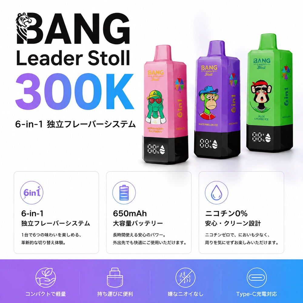 Bang Leader Stoll 300K – 6 in 1 フレーバー使い捨てベイプ