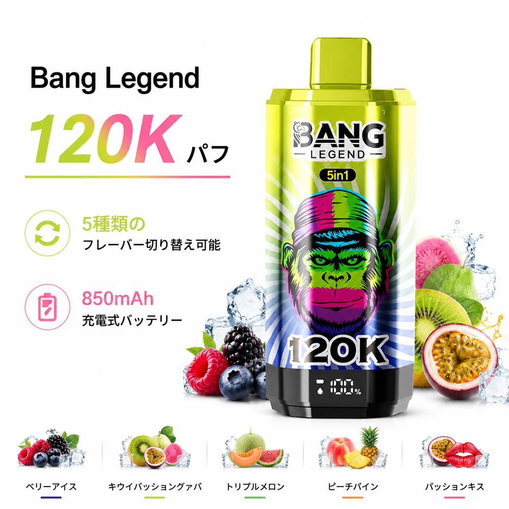 ベリーアイス : キウイパッショングァバ : トリプルメロン : ピーチパイン : パッションキス